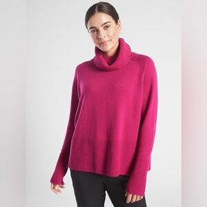Athleta Wool Cashmere Aspen Turtleneck Sweater Pink XS